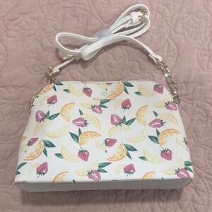 Nanette Lepore White Crossbody Bag with Fruit Design
